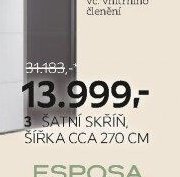Šatní skříň, šířka cca 270 cm