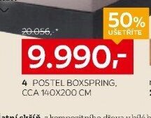 Postel boxspring, cca 140x200 cm