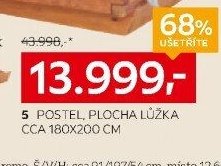 Postel, plocha lůžka cca 180x200 cm