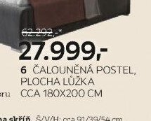 Čalouněná postel, plocha lůžka cca 180x200 cm