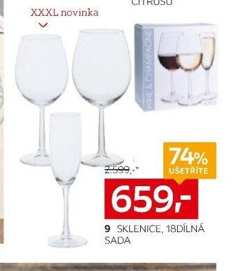 9 SKLENICE, 18DÍLNÁ SADA