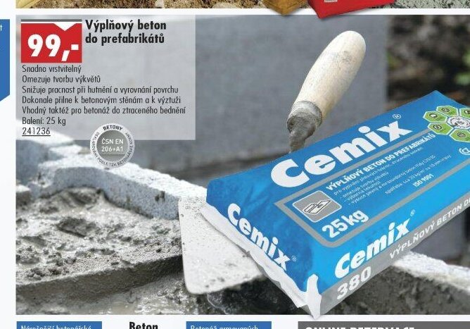 Výplňový beton do prefabrikátů