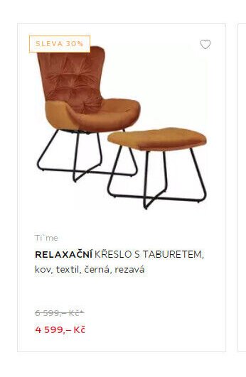 RELAXAČNÍ KŘESLO S TABURETEM, kov, textil, černá, rezavá