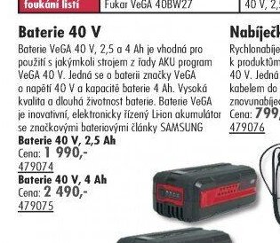 Baterie 40 V, 2,5 Ah