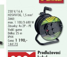Prodlužovací kabel na bubnu 25m