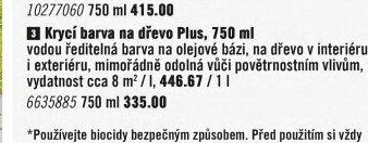 Krycí barva na dřevo Plus, 750 ml