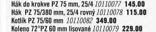 Hák PZ 75/380 mm, 25/4 rovný