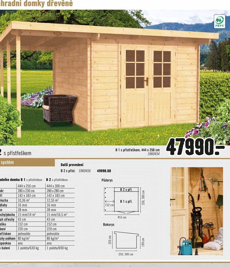 Zahradní domek B 1 s přístřeškem