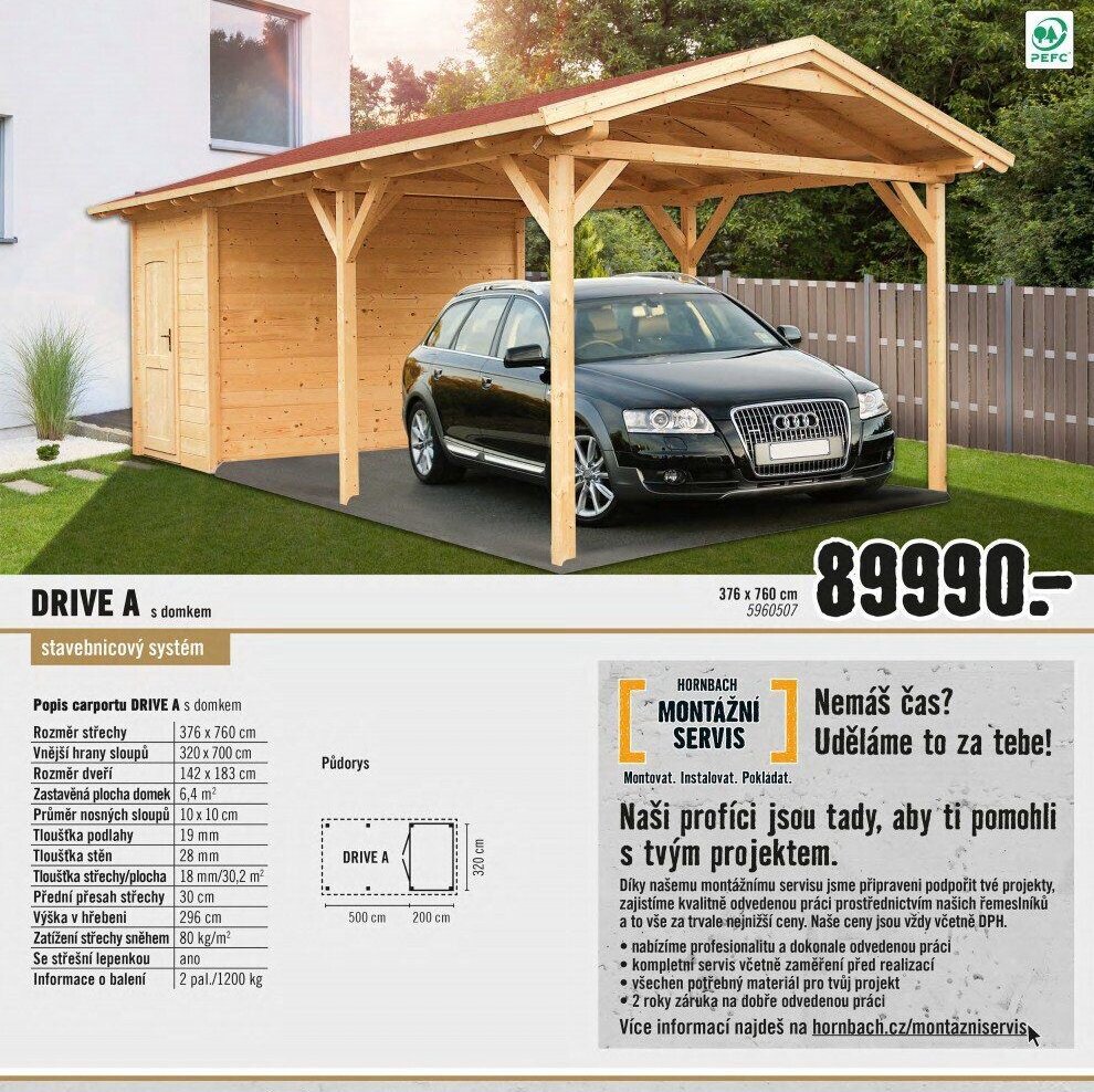 Zahradní domek s carportem DRIVE A