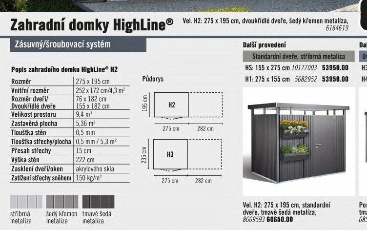 Zahradní domky HighLine H2