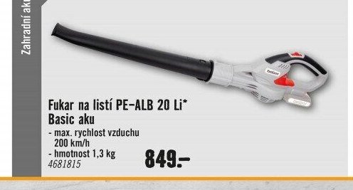 Fukar na listí PE-ALB 20 Li Basic aku