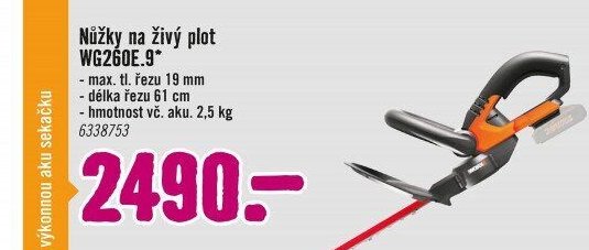 Nůžky na živý plot WG260E.9