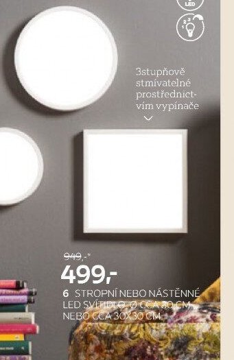 Stropní nebo nástěnné LED svítidlo, cca 30x30 cm