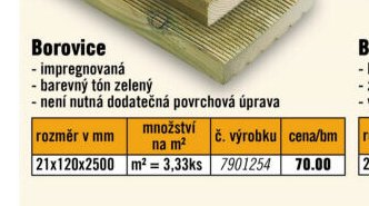 Borovice 21x120x2500
