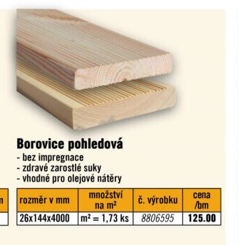 Borovice pohledová 26x144x4000