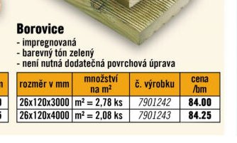 Borovice 26x120x3000