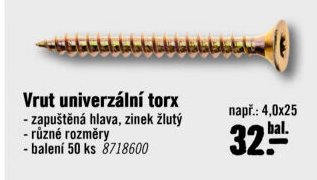 Vrut univerzální torx