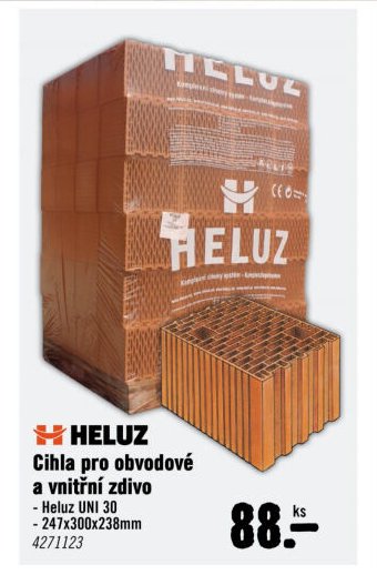 Heluz Cihla pro obvodové a vnitřní zdivo - Heluz UNI 30