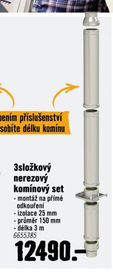 3složkový nerezový komínový set