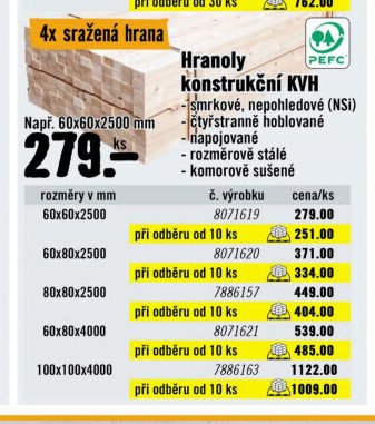 Hranoly konstrukční KVH