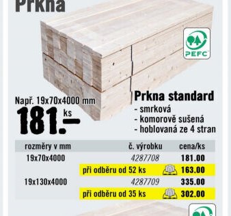 Prkna standard smrková