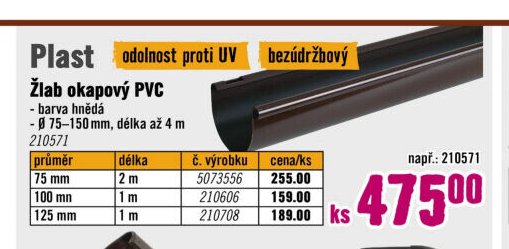 Žlab okapový PVC