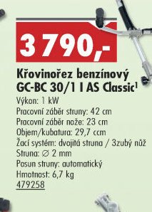 Křovinořez benzínový GC-BC 30/1 I AS Classic
