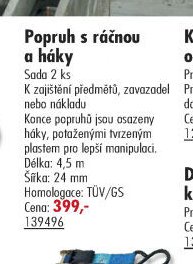 Popruh s ráčnou a háky