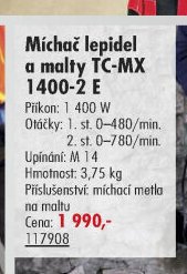 Míchač lepidel a malty TC-MX 1400-2 E