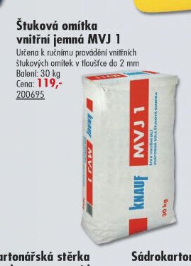 Štuková omítka vnitřní jemná MVJ 1