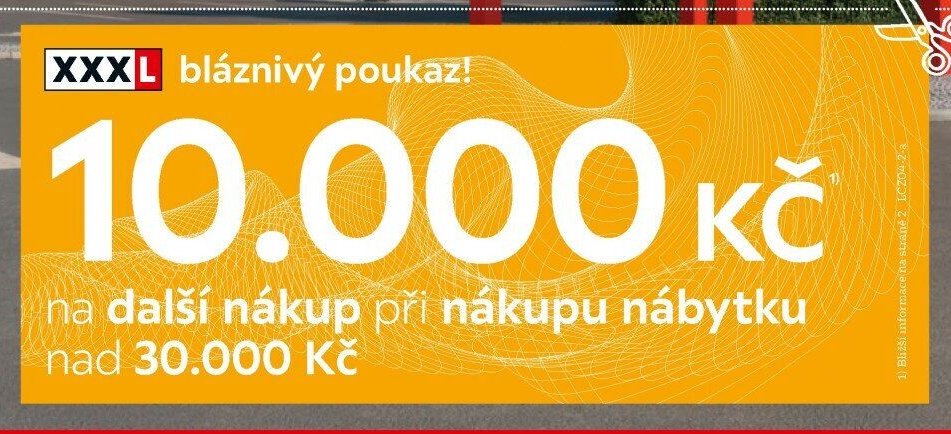 XXXL bláznivý poukaz na další nákup při nákupu nábytku nad 30.000 Kč