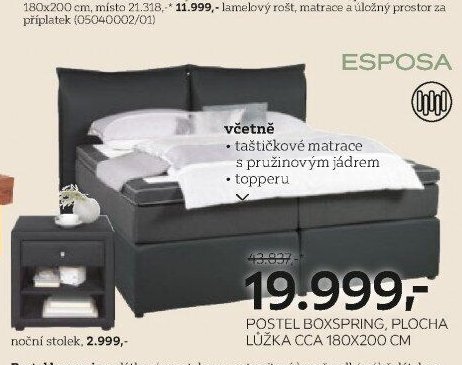 Postel boxspring, plocha lůžka cca 180x200 cm