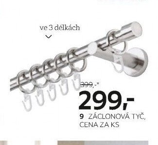 9: Záclonová tyč, kulatá s příslušenstvím, délka cca 120 cm