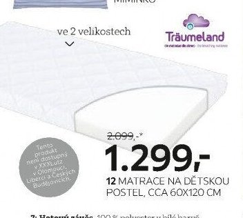 12: Matrace na dětskou postel, jádro z pěnové hmoty, výška cca 9 cm