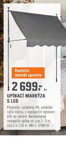 UPÍNACÍ MARKÝZA S LED