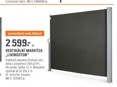 VERTIKÁLNÍ MARKÝZA „LIVINGSTON“