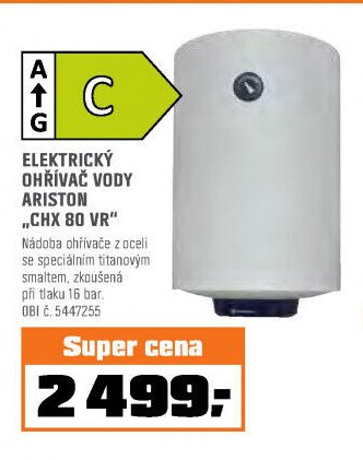 ELEKTRICKÝ OHŘÍVAČ VODY ARISTON „CHX 80 VR“