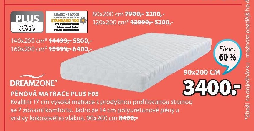 Pěnová matrace PLUS F95 90x200 cm