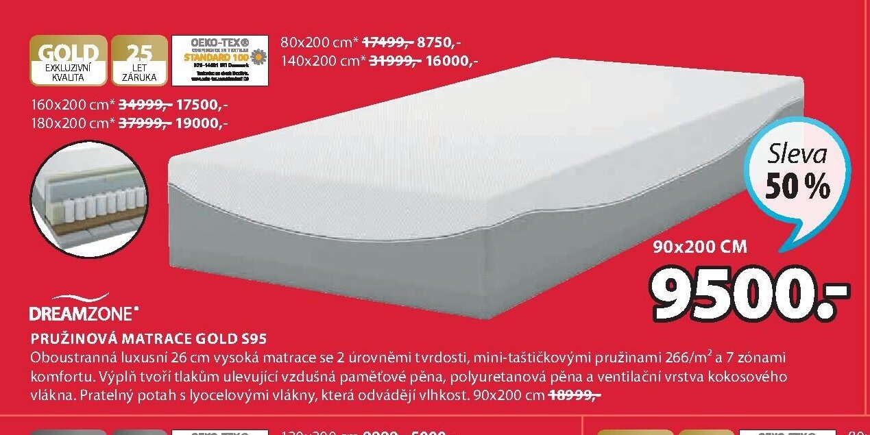 Pružinová matrace GOLD S95
