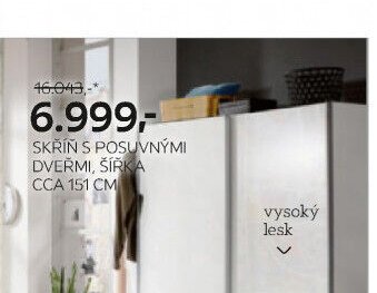 Skříň s posuvnými dveřmi, šířka cca 151 cm