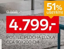 Postel, plocha lůžka cca 90x200 cm