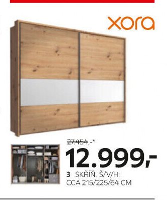3 Skříň, šířka cca 215/225/64 cm