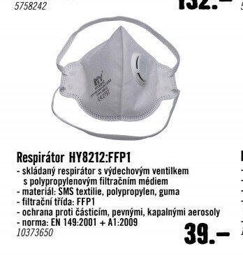 Respirátor HY8212:FFP1
