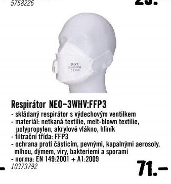 Respirátor NEO-3WHV:FFP3