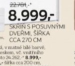 SKŘÍŇ S POSUVNÝMI DVEŘMI, ŠÍŘKA CCA 270 CM