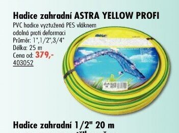 Hadice zahradní ASTRA YELLOW PROFI