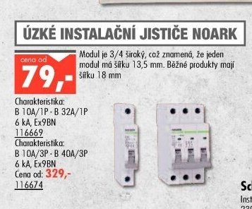 Úzké instalační jističe Noark