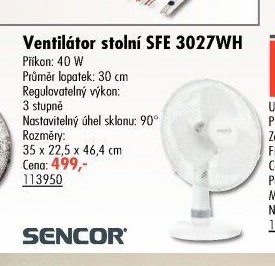 Ventilátor stolní SFE 3027WH