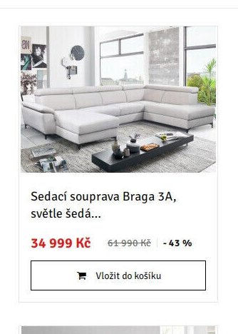 Sedací souprava Braga 3A, světle šedá...