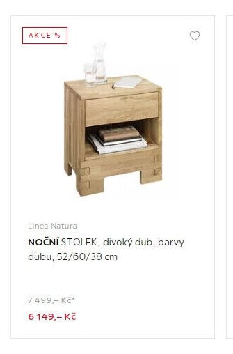 NOČNÍ STOLEK, divoký dub, barvy dubu